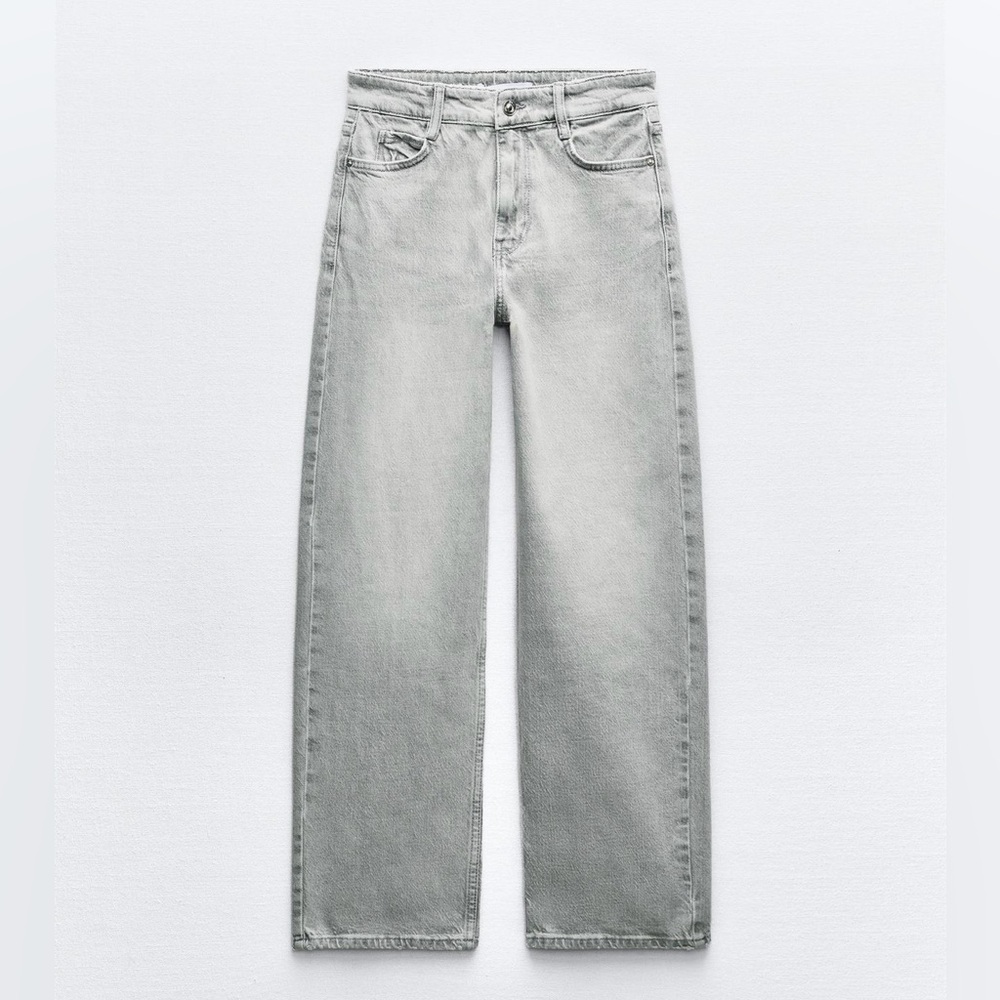 NWT Zara Jeans High Rise Straight Ankle Length Gray Size 34